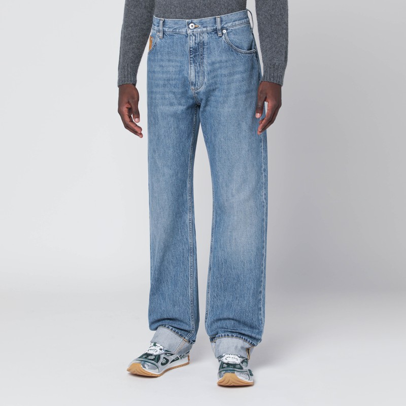Bottega Veneta Blue Jeans With Intrecciato Pocket In Blue