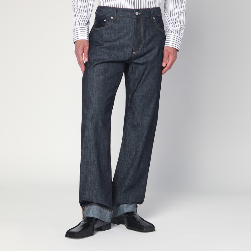 Indigo blue jeans with cuff