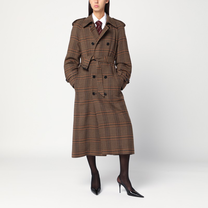 Double-breasted coat in Prince of Wales wool