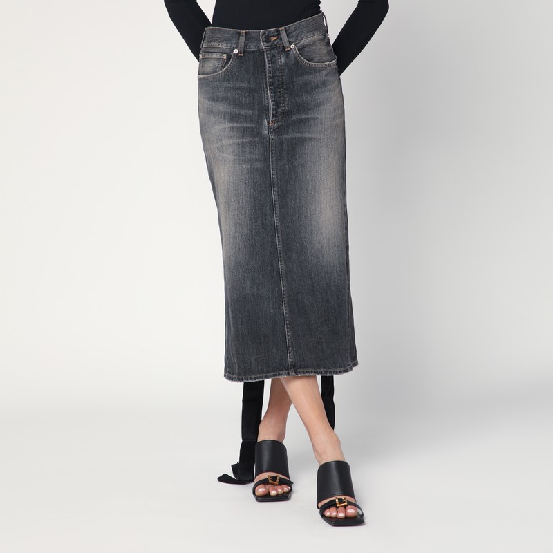 Skirt with laces in smoky denim - Balenciaga - Modalova