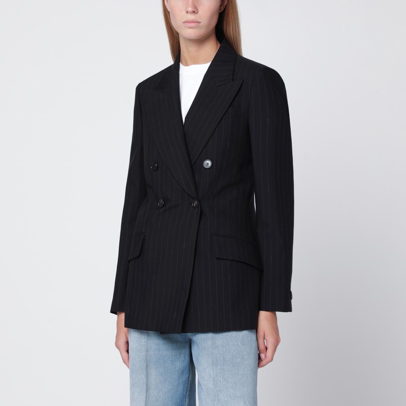 Double-breasted wool pinstripe jacket