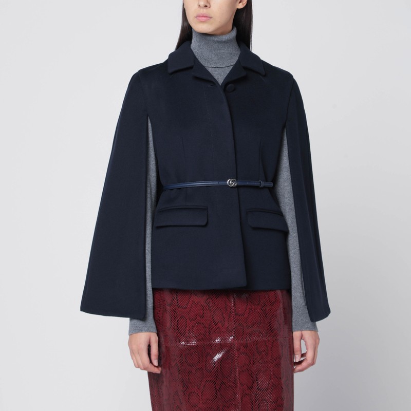 Blue wool cape jacket