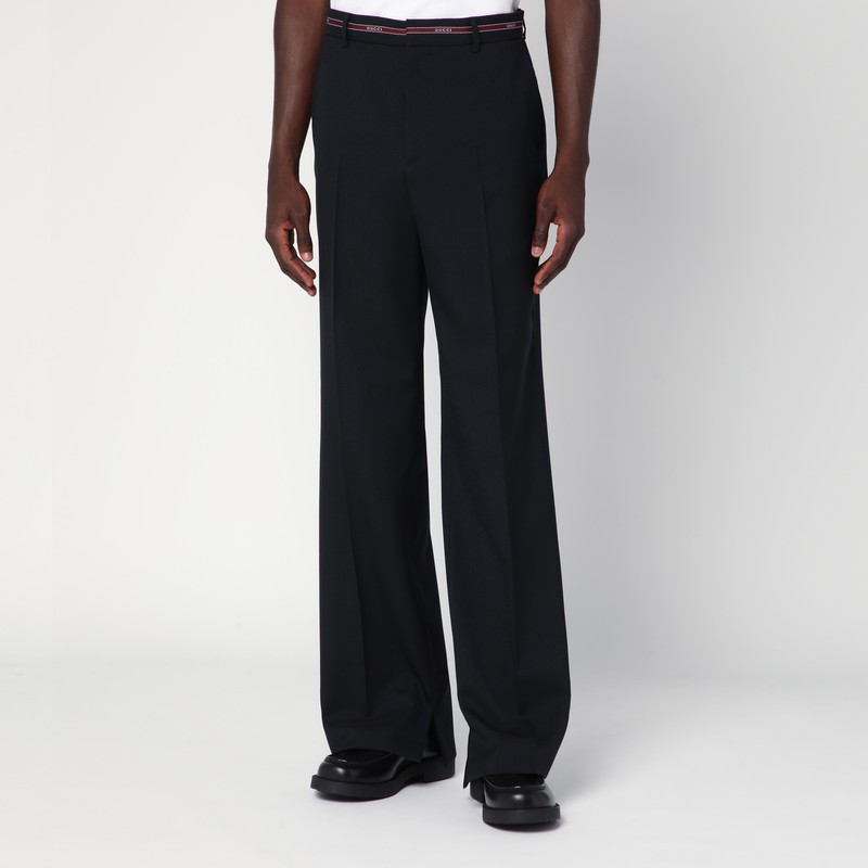 Blue cotton blend pants