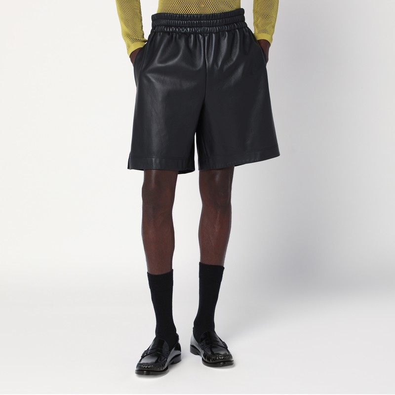 Black leather Bermuda shorts