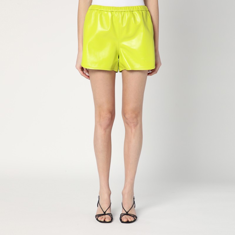 Lime green shorts in leather