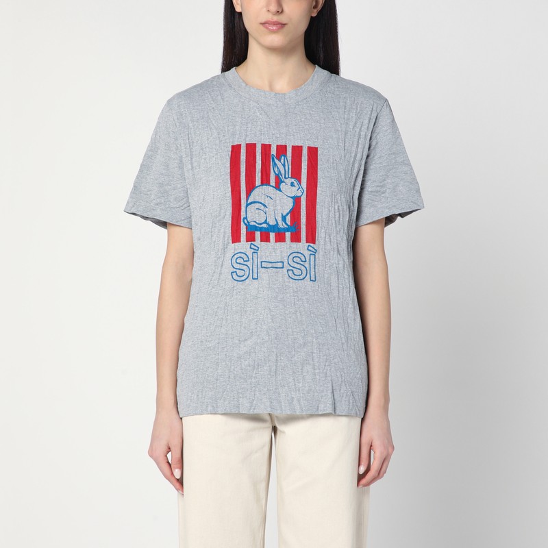 Crushed cotton printed jersey t-thirt
