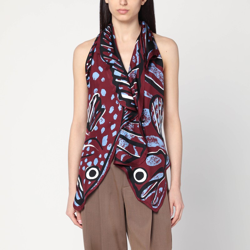 Printed silk twill top
