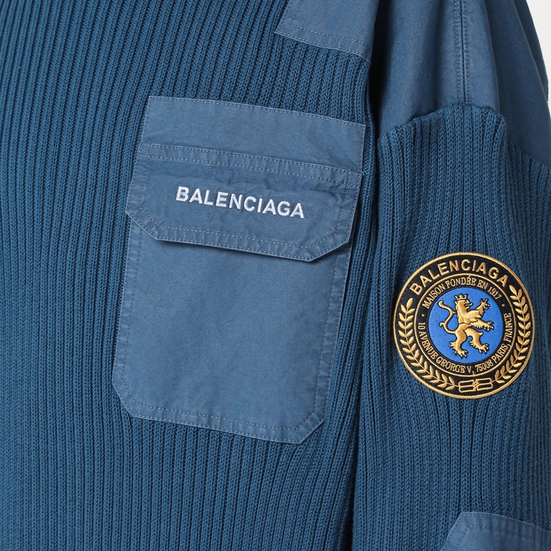 Balenciaga Blue Uniform Merch Cotton Jumper In Blue