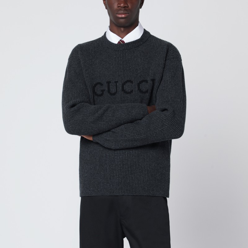 Gray wool and cashmere sweater