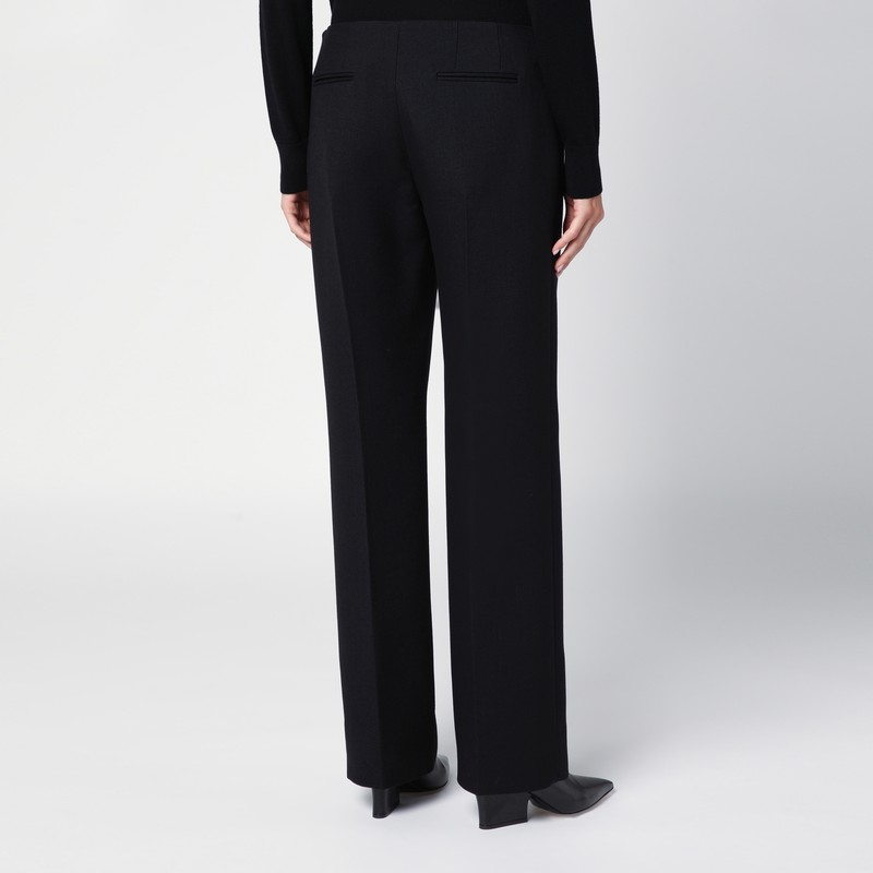 The Row Black Wool Trousers In Black