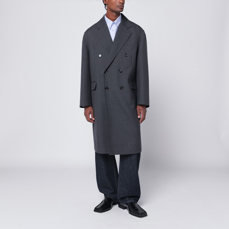 Grey double-breasted wool coat - Bottega Veneta - Modalova