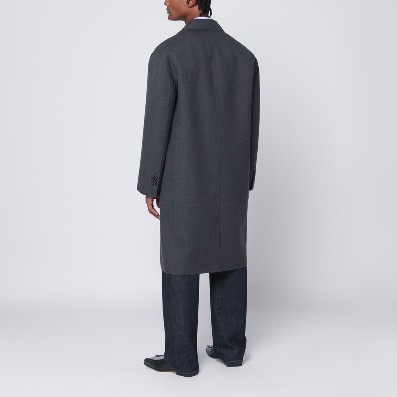 Bottega Veneta Grey Double-breasted Wool Coat In Gray