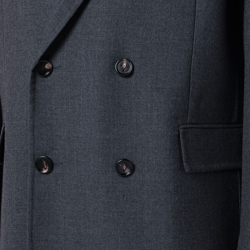 Bottega Veneta Grey Double-breasted Wool Coat In Gray