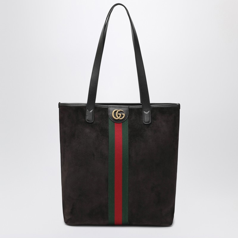 Medium Ophidia shopping bag in brown suede