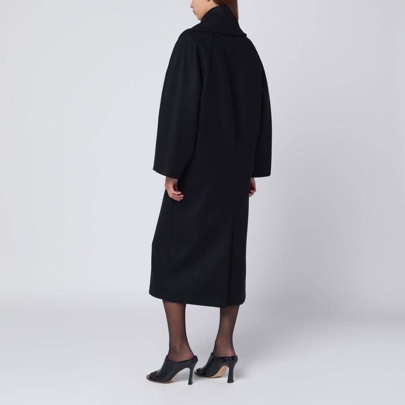 Bottega Veneta Black Wool Double-breasted Coat In Black