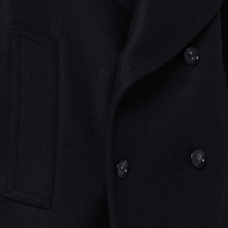 Bottega Veneta Black Wool Double-breasted Coat In Black