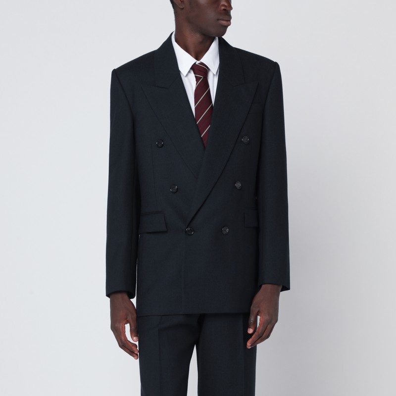 Double-breasted navy blue wool jacket