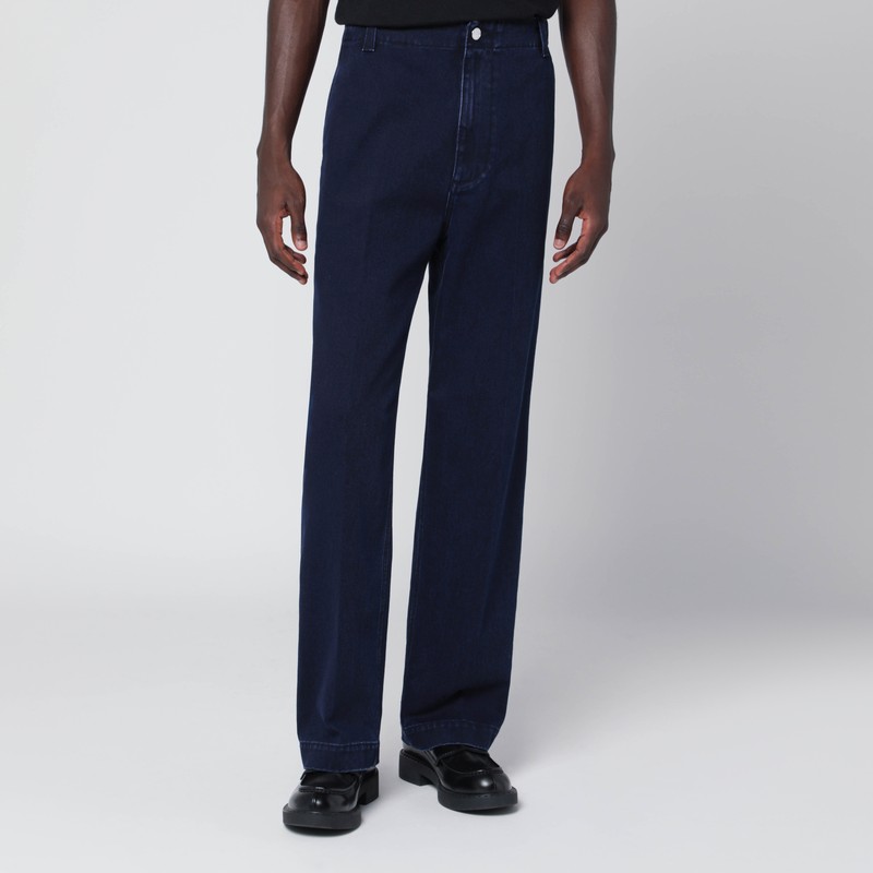 Dark blue washed denim trousers
