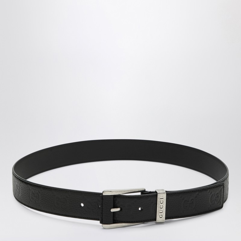 Black belt with GG pattern and square buckle