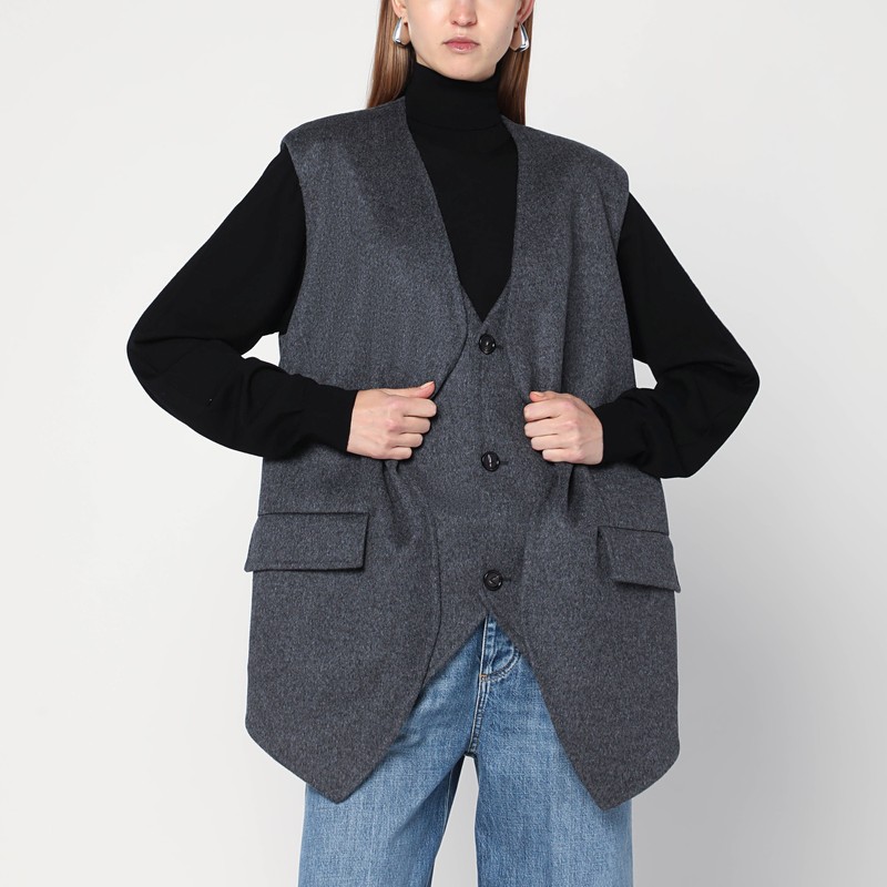 Reversible grey wool vest
