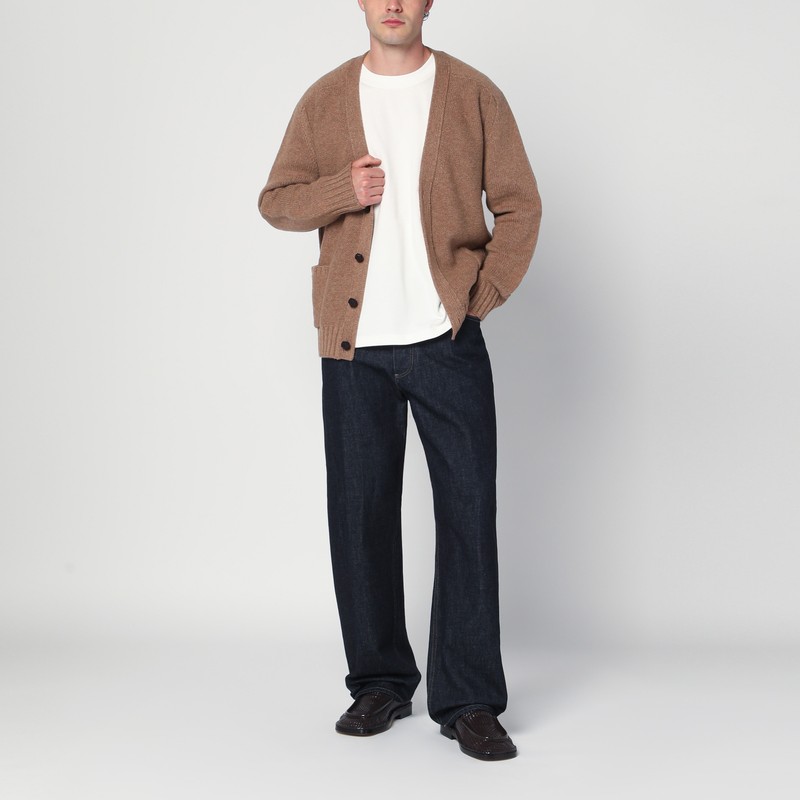 Bottega Veneta Dove Grey Wool Blend Cardigan In Brown