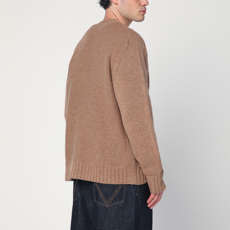 Bottega Veneta Dove Grey Wool Blend Cardigan In Brown