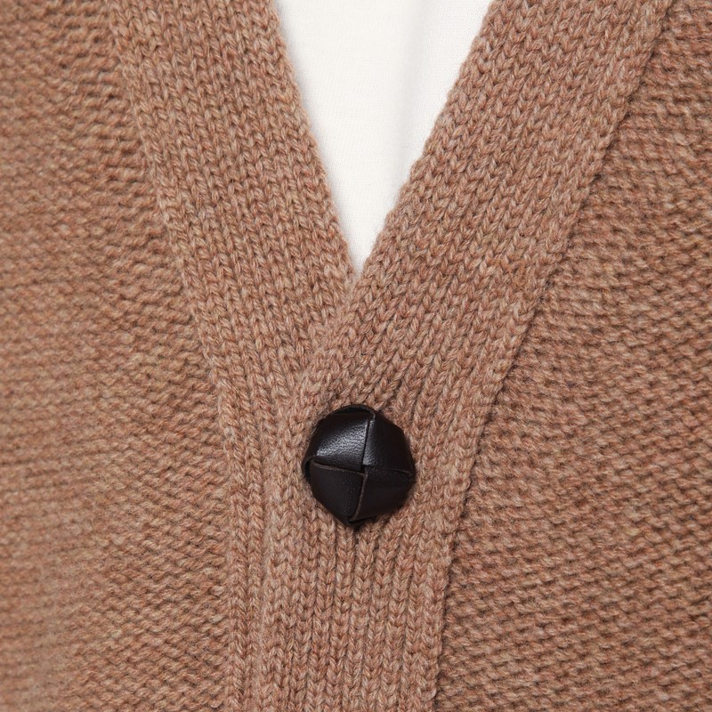 Bottega Veneta Dove Grey Wool Blend Cardigan In Brown