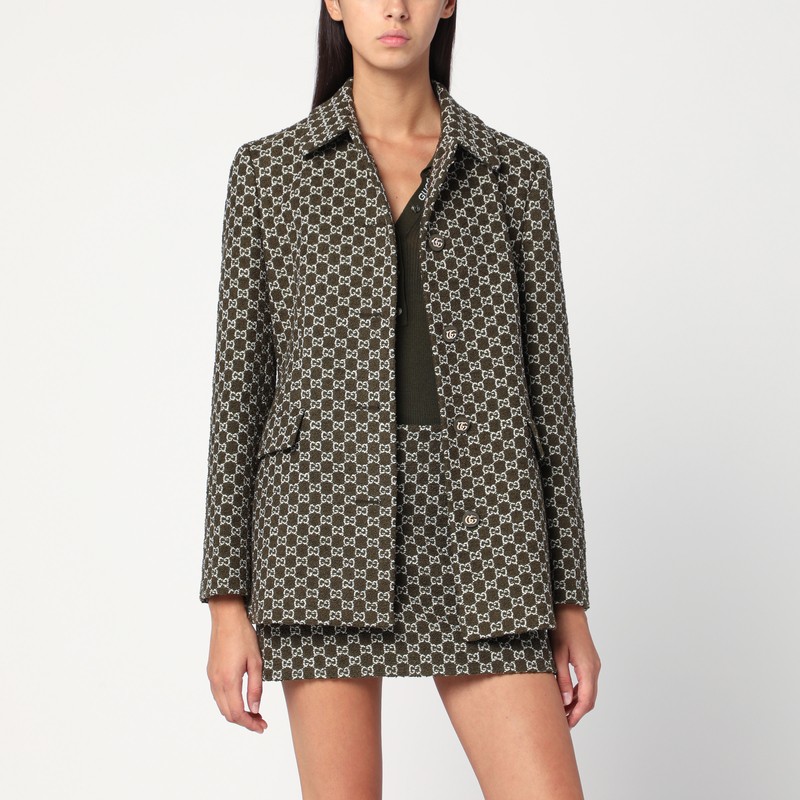 Green/white jacket in GG bouclé cotton