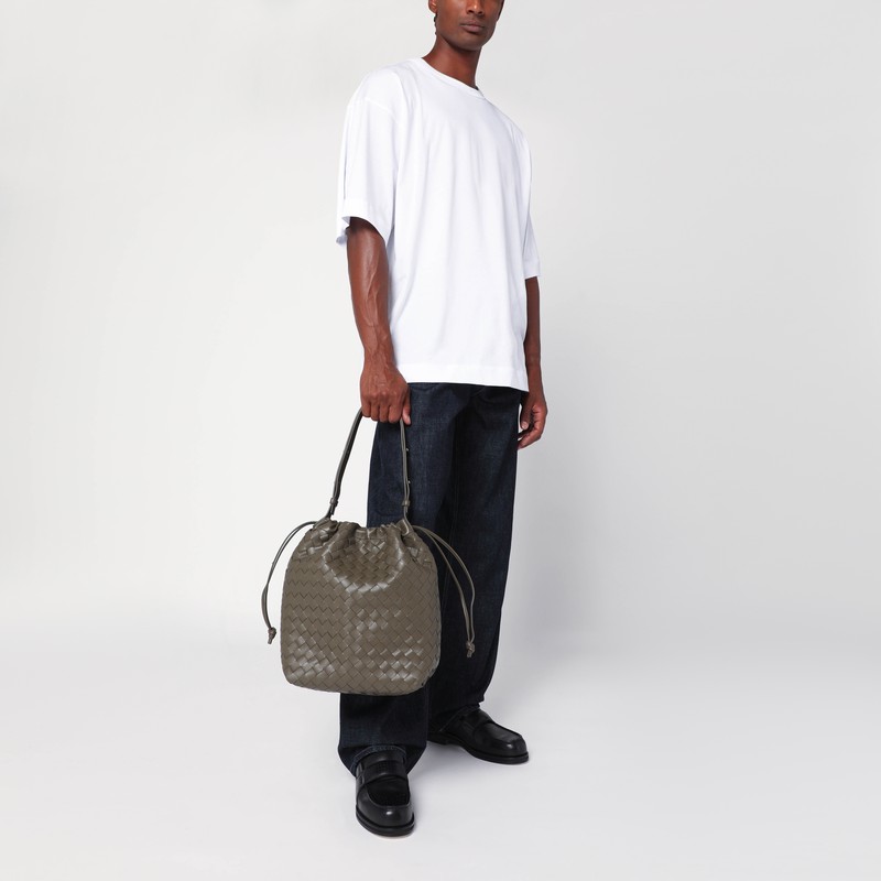 Bottega Veneta Men Cypress Coloured Bucket Bag In Intrecciato In Blue