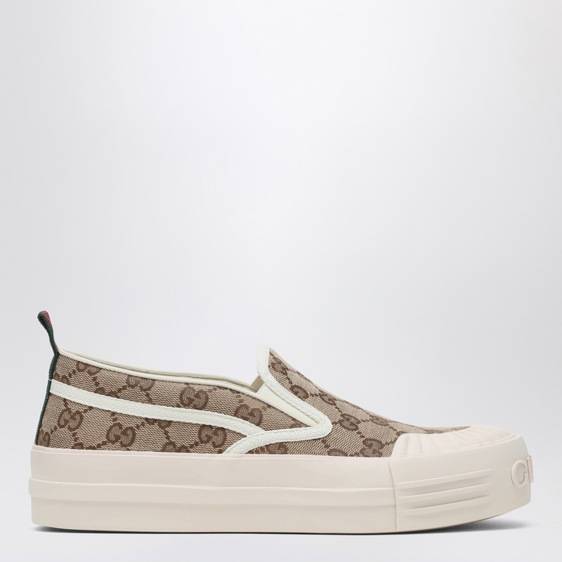 Slip-on sneaker in Original GG beige/brown fabric