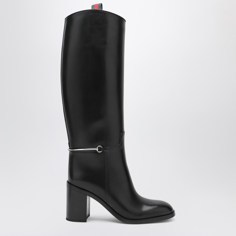 Tall black boot with slim Horsebit