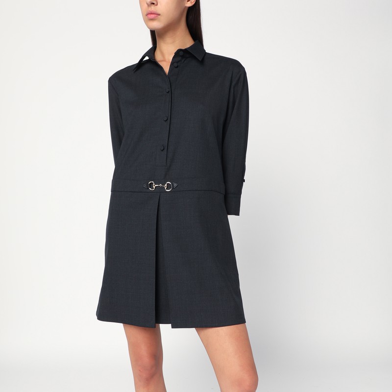 Grey shirt dress in wool