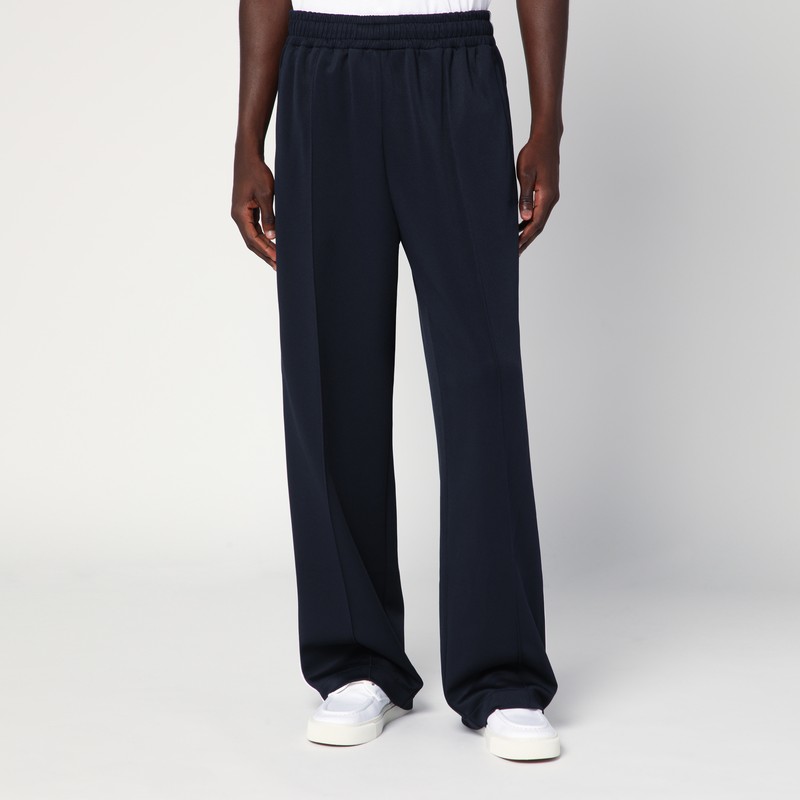 Navy blue pants in technical jersey