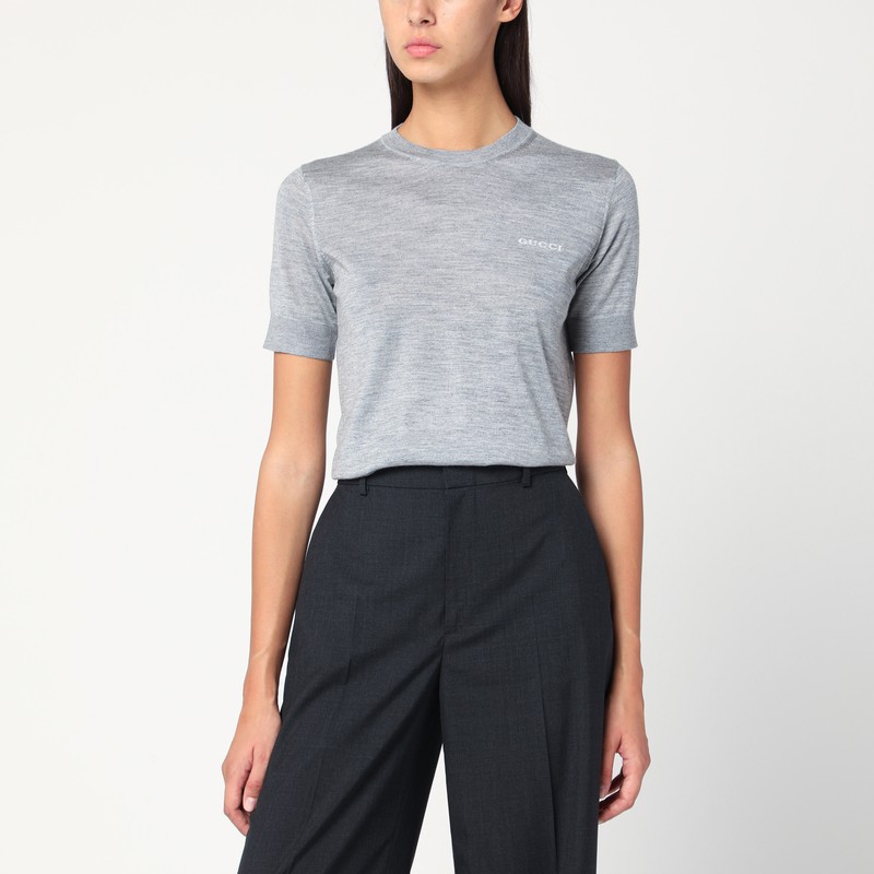 Grey sweater in cashmere and silk