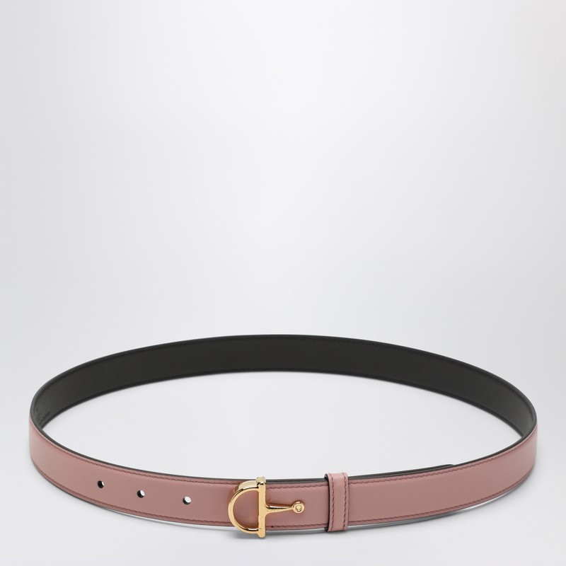 Thin pink belt with Half Horsebit buckle