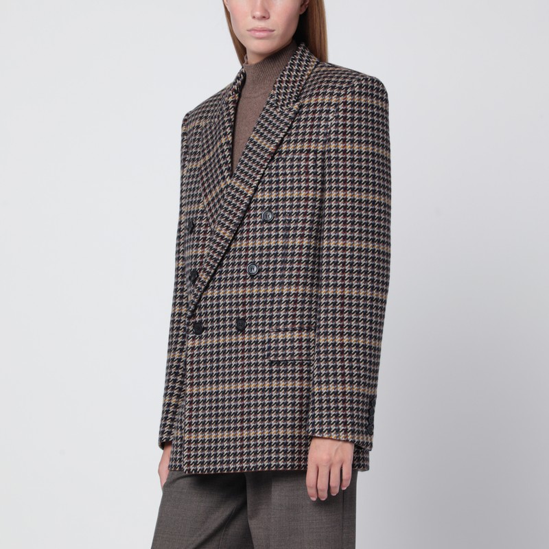 Double-breasted checked wool jacket