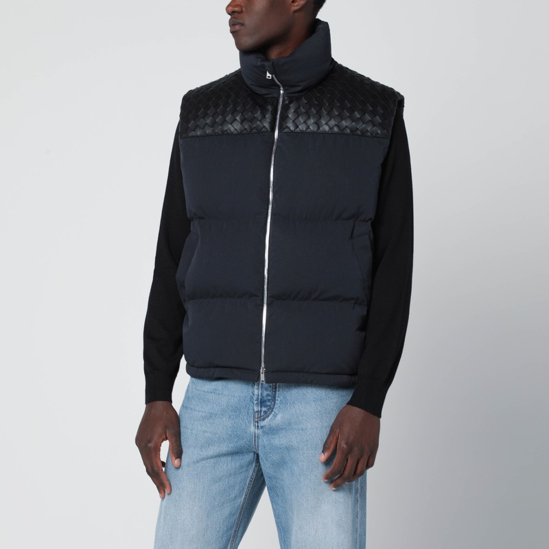 Navy blue vest with Intrecciato insert