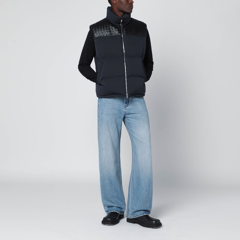 Bottega Veneta Men Midnight Blue Cotton Blend Down Jacket In Black