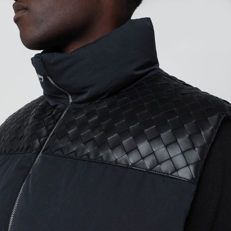 Bottega Veneta Men Midnight Blue Cotton Blend Down Jacket In Black