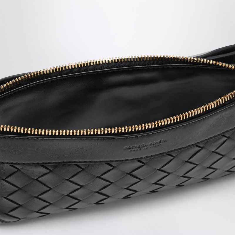 Bottega Veneta Double Patch Black Leather And Intrecciato Bag In Black