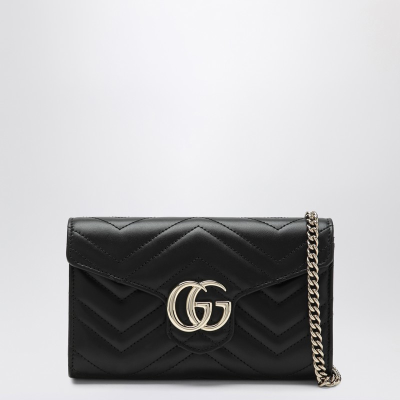 GG Marmont black wallet with chain