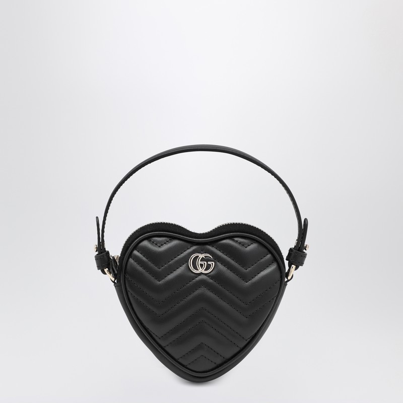 Heart-shaped GG Marmont mini bag black