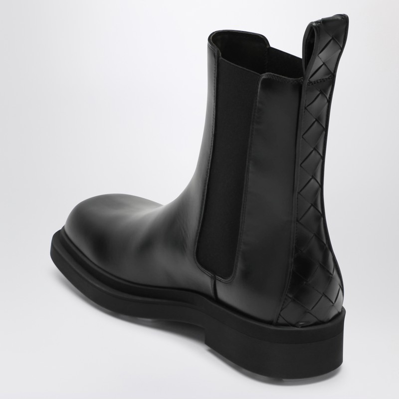 Bottega Veneta Leather Intrecciato-detail Ben Chelsea Boots In Black