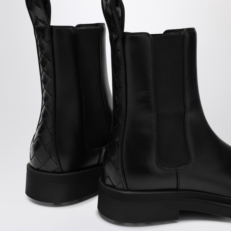 Bottega Veneta Leather Intrecciato-detail Ben Chelsea Boots In Black