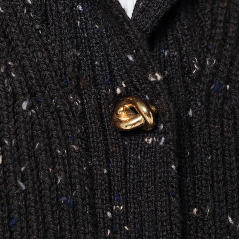 Bottega Veneta Cardigan In English Wool With A Melting Ribbed Texture In Brown