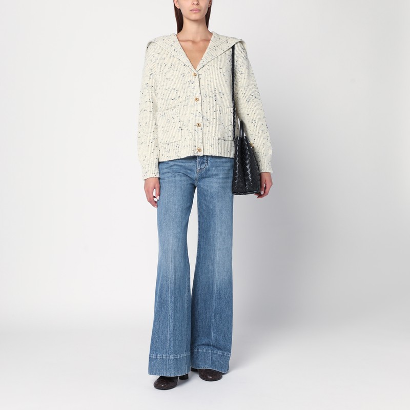 Bottega Veneta Cardigan In English Wool With A Melting Ribbed Texture In Gray