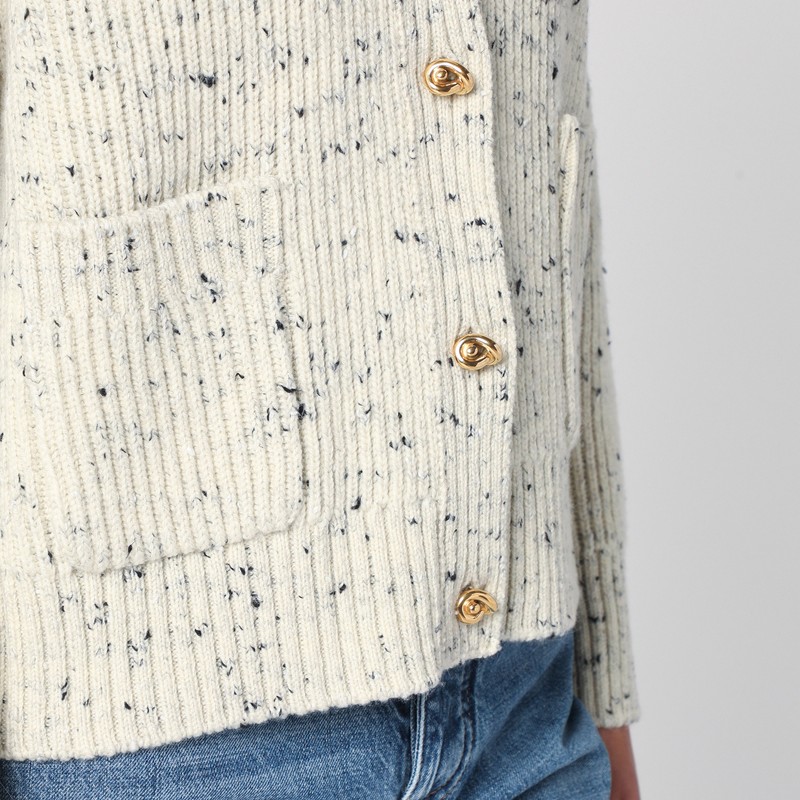 Bottega Veneta Cardigan In English Wool With A Melting Ribbed Texture In Gray