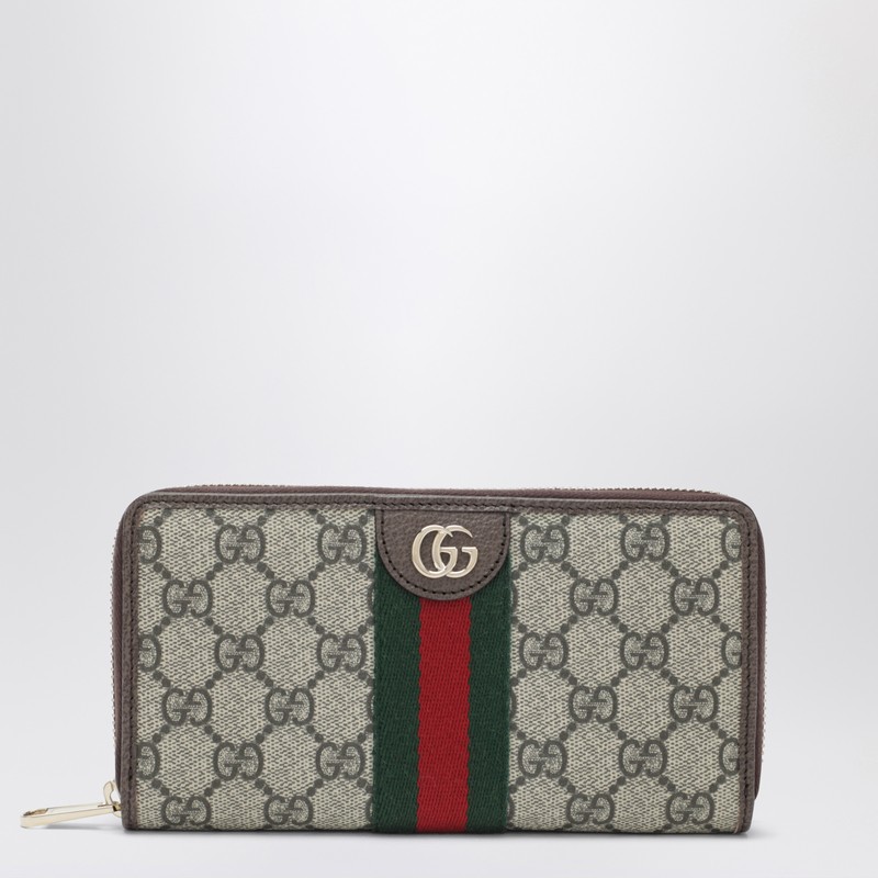 Ophidia zip-around wallet in beige and brown GG Supreme canvas