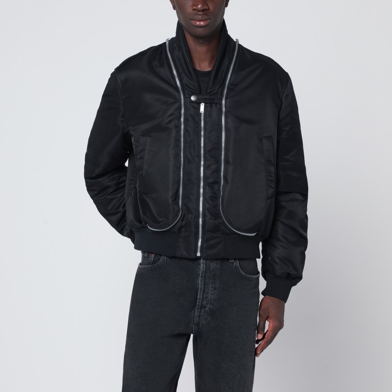 Black nylon zip bomber