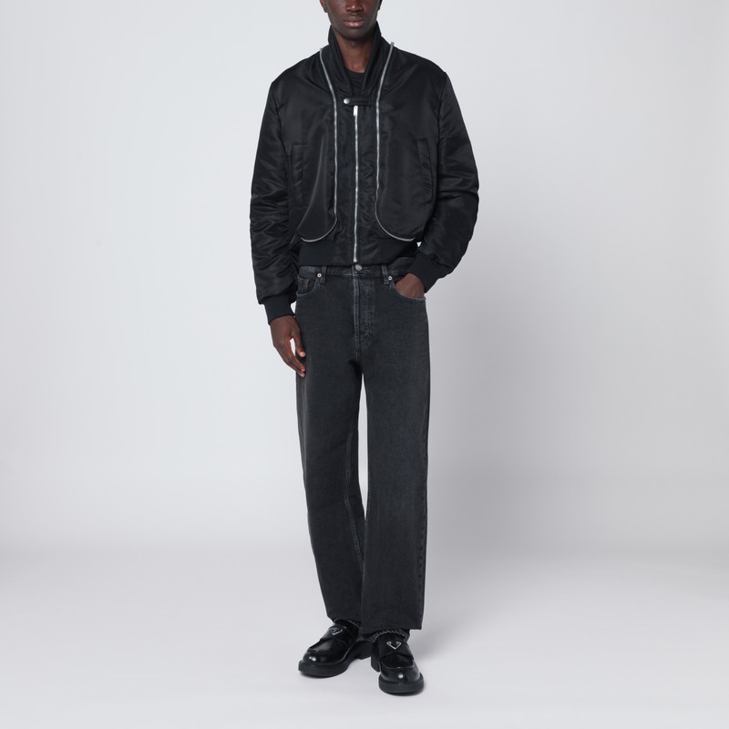 Alexander Mcqueen Black Nylon Zip Bomber In Black